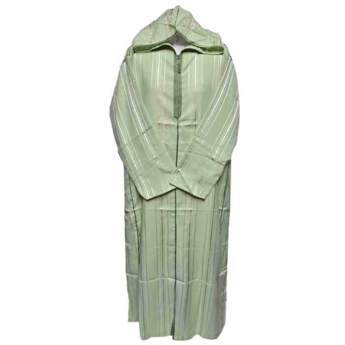 Ctnhd 003 Moroccan Cotton Blend Hooded Long Sleeves Green Thobe Jubba Djellaba (6)