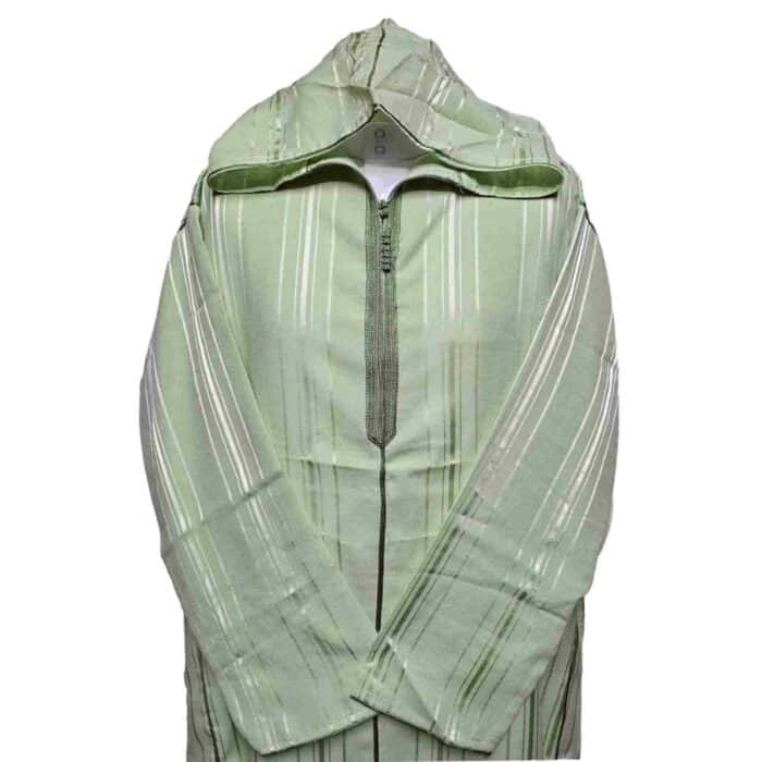 Ctnhd 003 Moroccan Cotton Blend Hooded Long Sleeves Green Thobe Jubba Djellaba (7)