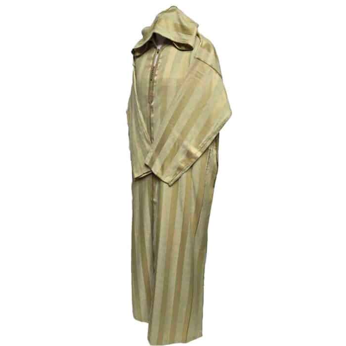 Ctnhd 007 Moroccan Cotton Blend Hooded Long Sleeves Beige Thobe Jubba Djellaba (4)