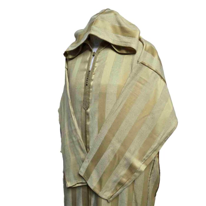 Ctnhd 007 Moroccan Cotton Blend Hooded Long Sleeves Beige Thobe Jubba Djellaba (5)