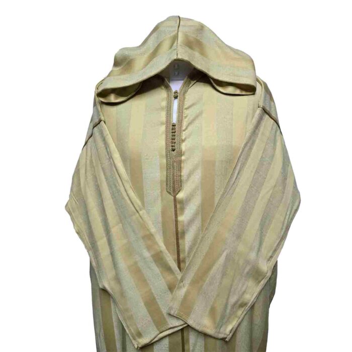 Ctnhd 007 Moroccan Cotton Blend Hooded Long Sleeves Beige Thobe Jubba Djellaba (7)