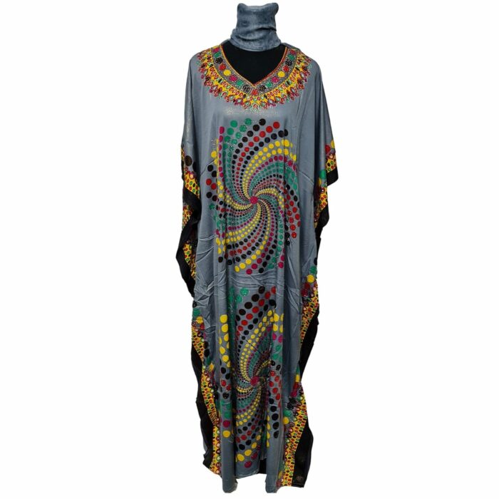 D.no.182 001 Grey Loose Fit Kaftan Tunic Holiday Dress Beach Cover Up Dubai Abaya Free Head Scarf 210933