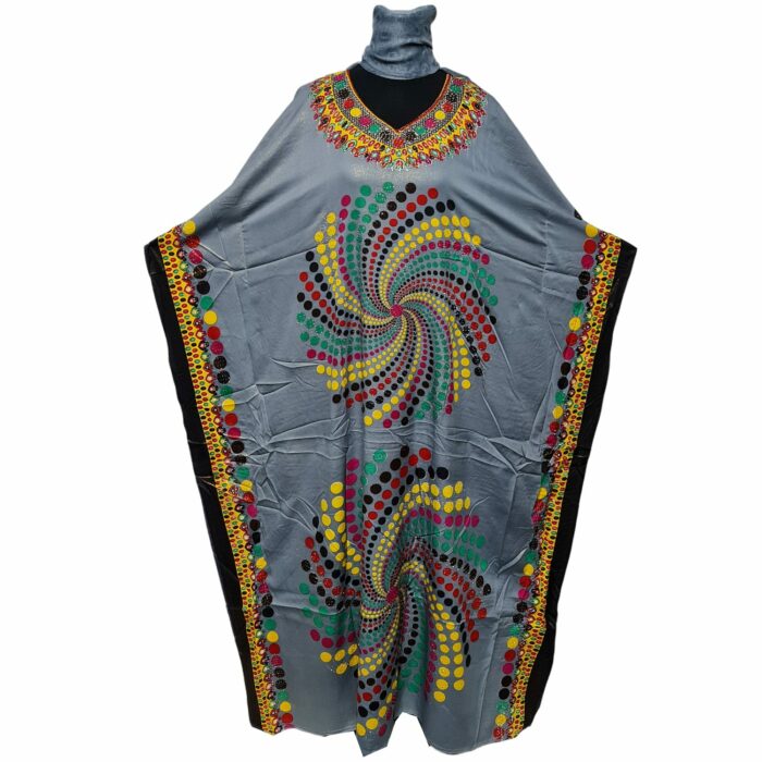 D.no.182 001 Grey Loose Fit Kaftan Tunic Holiday Dress Beach Cover Up Dubai Abaya Free Head Scarf 211015