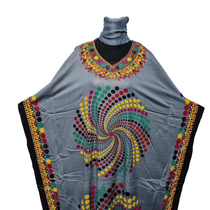 D.no.182 001 Grey Loose Fit Kaftan Tunic Holiday Dress Beach Cover Up Dubai Abaya Free Head Scarf 211022
