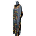 D.no.182 001 Grey Loose Fit Kaftan Tunic Holiday Dress Beach Cover Up Dubai Abaya Free Head Scarf 211054
