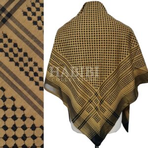 Light Gold/Black Shemagh Arab Head Scarf Wrap Arafat Keffiyeh Yashmagh