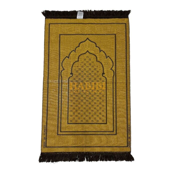 BROWN Gold Islamic Floral Dotted Pattern Prayer Mat