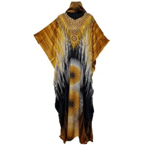 Dn1001 Women's Kaftan Loose Fit Tunic Dress Sequin Floral Maxi Dress (9)