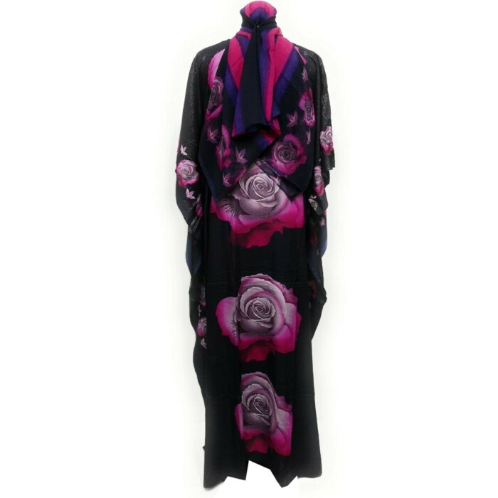 Dn100 Loose Fit Kaftan Tunic Holiday Dress Beach Cover Up Dubai Abaya Free Head Scarf (29)