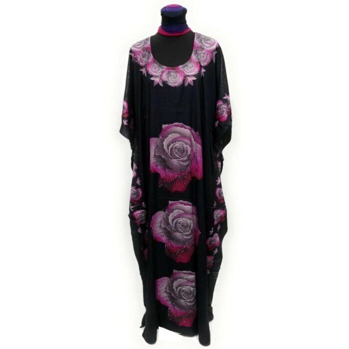 Dn100 Loose Fit Kaftan Tunic Holiday Dress Beach Cover Up Dubai Abaya Free Head Scarf (33)