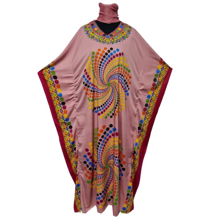 Dn182 001 Women’s Kaftan Loose Fit Tunic Dress Sequin Floral Maxi Dress 020041