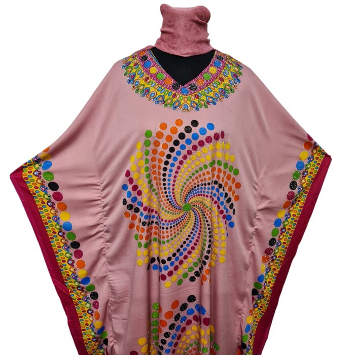 Dn182 001 Women’s Kaftan Loose Fit Tunic Dress Sequin Floral Maxi Dress 020049