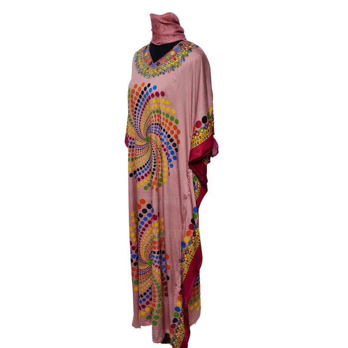 Dn182 001 Women’s Kaftan Loose Fit Tunic Dress Sequin Floral Maxi Dress 020112