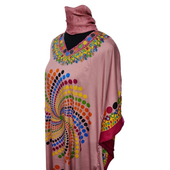 Dn182 001 Women’s Kaftan Loose Fit Tunic Dress Sequin Floral Maxi Dress 020117