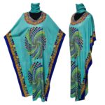 Dn182 003 Women’s Kaftan Loose Fit Tunic Dress Sequin Floral Maxi Dress (2)