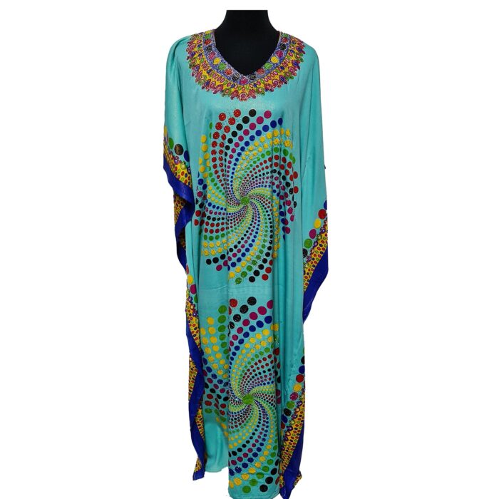 Dn182 003 Women’s Kaftan Loose Fit Tunic Dress Sequin Floral Maxi Dress 020542