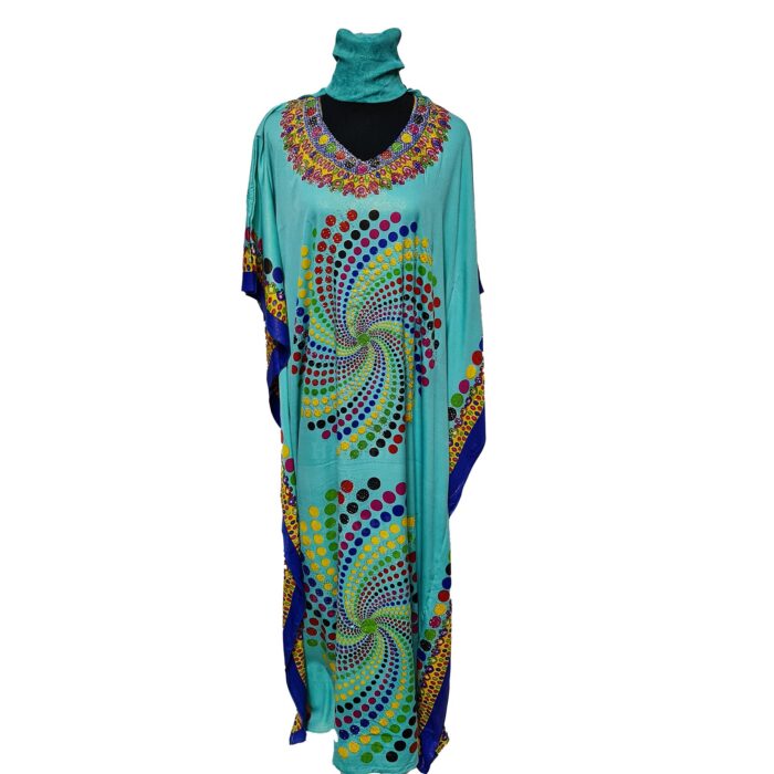 Dn182 003 Women’s Kaftan Loose Fit Tunic Dress Sequin Floral Maxi Dress 020614