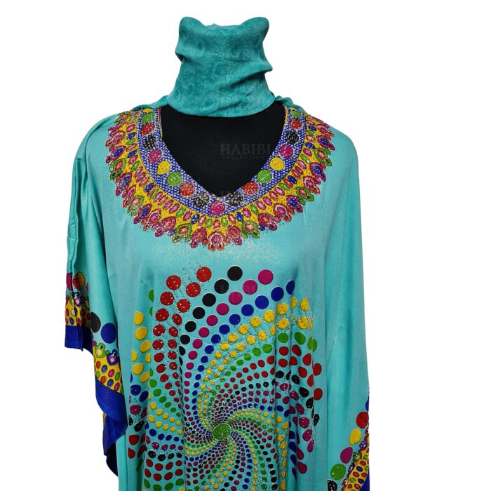 Dn182 003 Women’s Kaftan Loose Fit Tunic Dress Sequin Floral Maxi Dress 020619