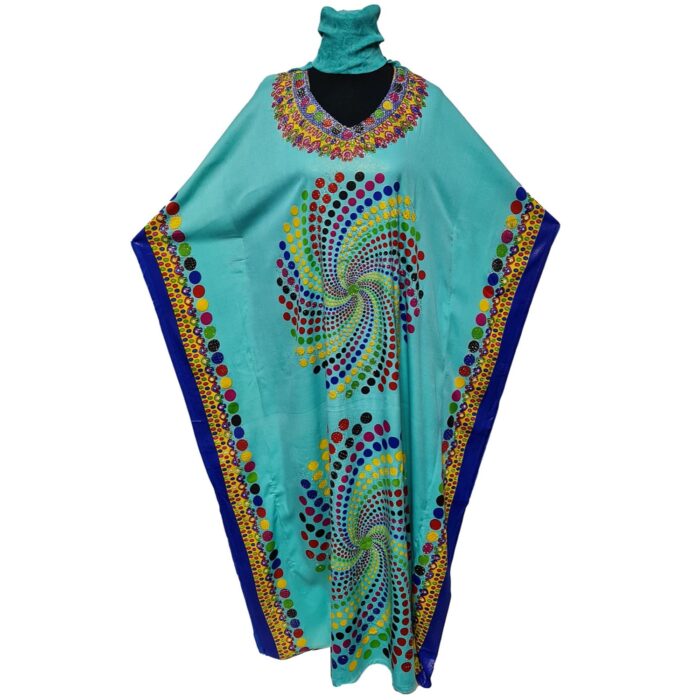 Dn182 003 Women’s Kaftan Loose Fit Tunic Dress Sequin Floral Maxi Dress 020649