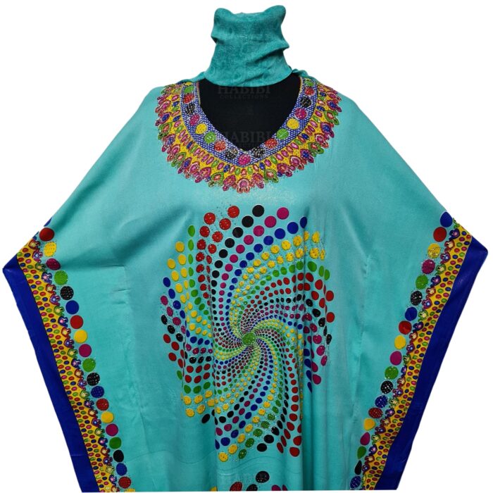 Dn182 003 Women’s Kaftan Loose Fit Tunic Dress Sequin Floral Maxi Dress 020653