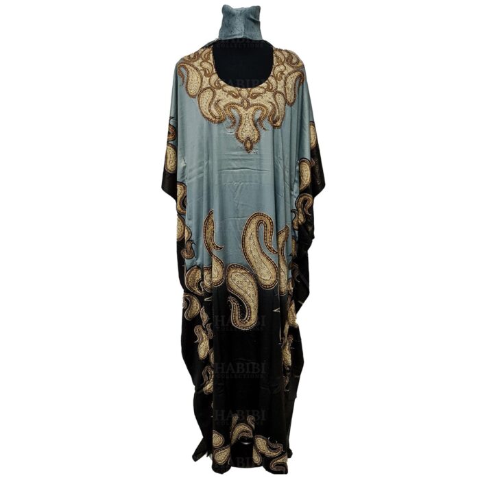 Dn22gry Loose Fit Kaftan Tunic Holiday Dress Beach Cover Up Dubai Abaya Free Head Scarf (26)