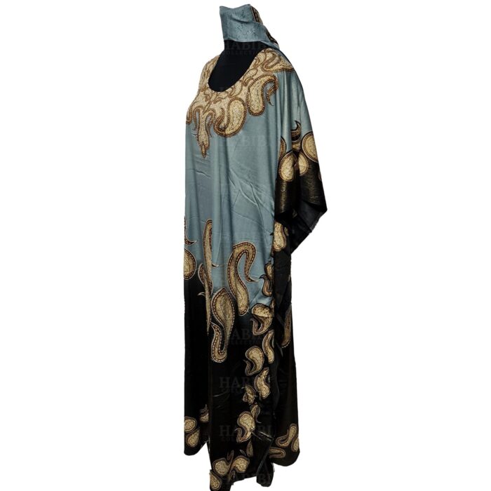Dn22gry Loose Fit Kaftan Tunic Holiday Dress Beach Cover Up Dubai Abaya Free Head Scarf (27)