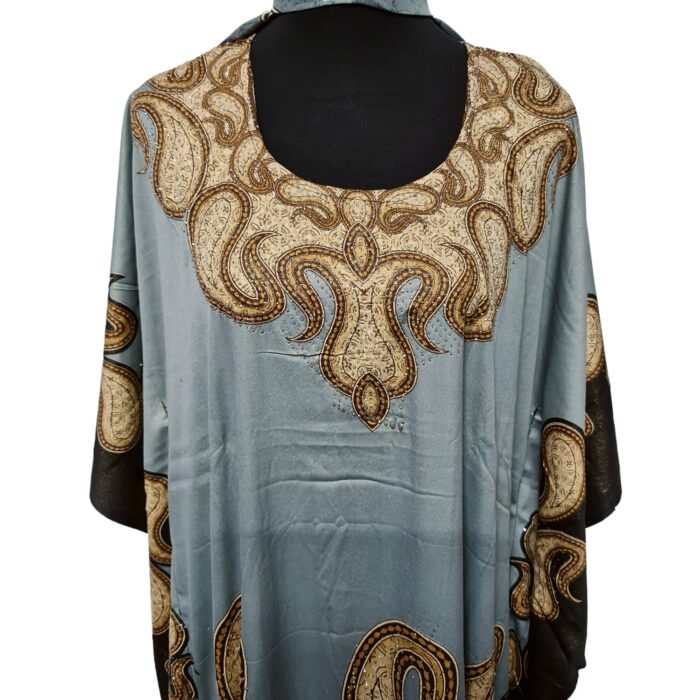 Dn22gry Loose Fit Kaftan Tunic Holiday Dress Beach Cover Up Dubai Abaya Free Head Scarf (29)