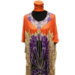 Dn3310 Loose Fit Kaftan Tunic Holiday Dress Beach Cover Up Dubai Abaya Free Head Scarf (13)