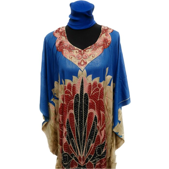 Dn3310 Loose Fit Kaftan Tunic Holiday Dress Beach Cover Up Dubai Abaya Free Head Scarf (3)