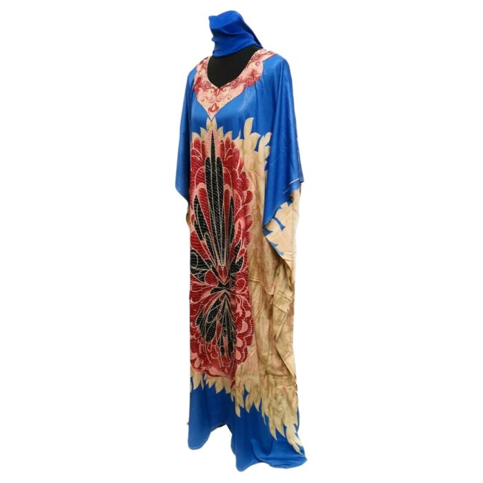 Dn3310 Loose Fit Kaftan Tunic Holiday Dress Beach Cover Up Dubai Abaya Free Head Scarf (8)