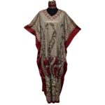 Dn588 Women's Kaftan Loose Fit Tunic Dress Sequin Floral Maxi Dress (11)