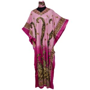 Dn588 Women's Kaftan Loose Fit Tunic Dress Sequin Floral Maxi Dress (6)