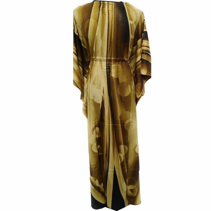 Dn599 Blt 002 Bright Gold Loose Fit Kaftan Tunic Holiday Dress Beach Cover Up Dubai Abaya Free Head Scarf (10)