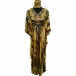 Dn599 Blt 002 Bright Gold Loose Fit Kaftan Tunic Holiday Dress Beach Cover Up Dubai Abaya Free Head Scarf (12)