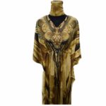 Dn599 Blt 002 Bright Gold Loose Fit Kaftan Tunic Holiday Dress Beach Cover Up Dubai Abaya Free Head Scarf (8)