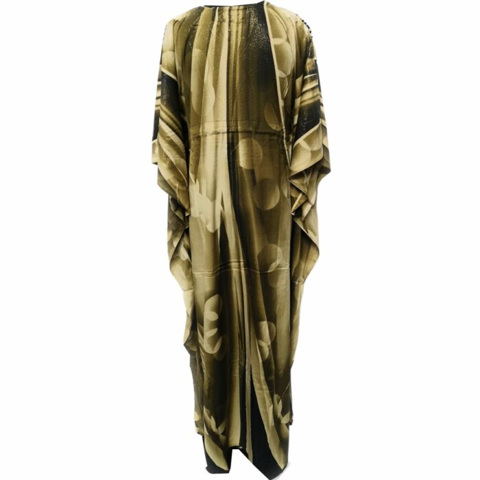 Dn599 Blt 003 Light Gold Loose Fit Kaftan Tunic Holiday Dress Beach Cover Up Dubai Abaya Free Head Scarf (10)