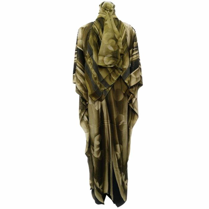 Dn599 Blt 003 Light Gold Loose Fit Kaftan Tunic Holiday Dress Beach Cover Up Dubai Abaya Free Head Scarf (11)
