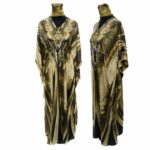 Dn599 Blt 003 Light Gold Loose Fit Kaftan Tunic Holiday Dress Beach Cover Up Dubai Abaya Free Head Scarf (8)