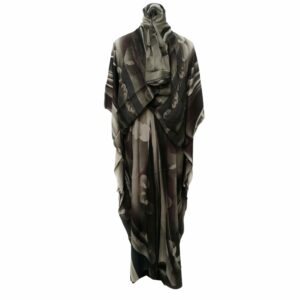 Dn599 Nstrng599 Beige Loose Fit Kaftan Tunic Holiday Dress Beach Cover Up Dubai Abaya Free Head Scarf (4)