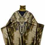 Dn599 Nstrngl.gold Light Gold Loose Fit Kaftan Tunic Holiday Dress Beach Cover Up Dubai Abaya Free Head Scarf 191830 (10)