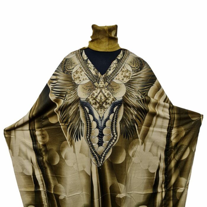 Dn599 Nstrngl.gold Light Gold Loose Fit Kaftan Tunic Holiday Dress Beach Cover Up Dubai Abaya Free Head Scarf 191830 (10)