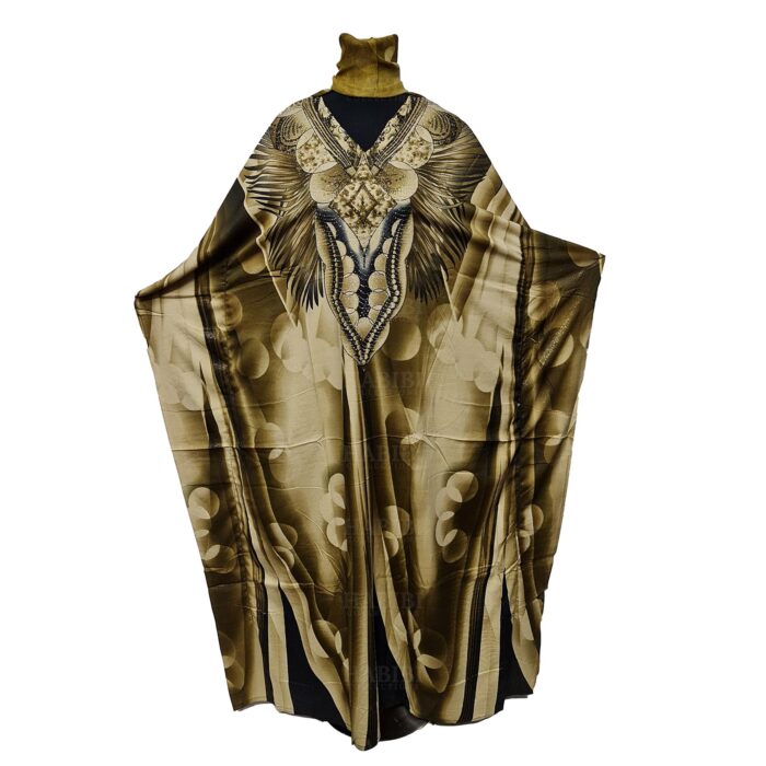 Dn599 Nstrngl.gold Light Gold Loose Fit Kaftan Tunic Holiday Dress Beach Cover Up Dubai Abaya Free Head Scarf 191830 (11)