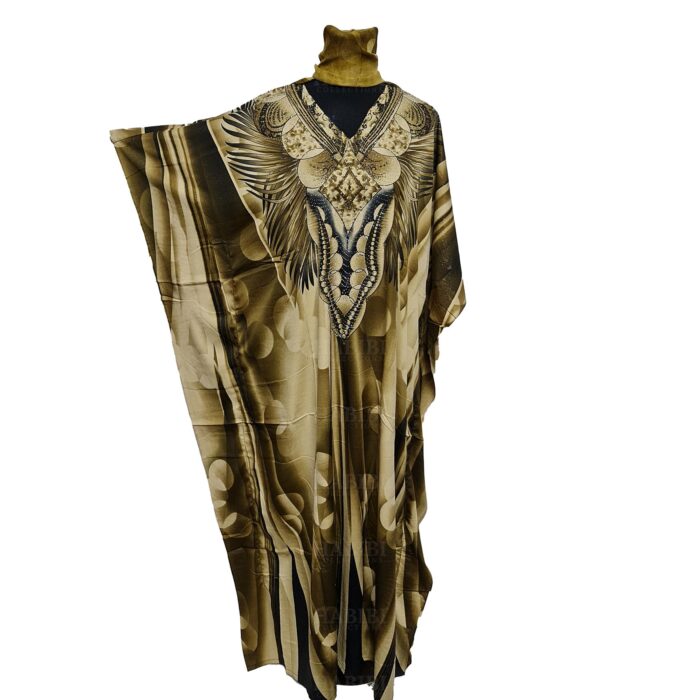 Dn599 Nstrngl.gold Light Gold Loose Fit Kaftan Tunic Holiday Dress Beach Cover Up Dubai Abaya Free Head Scarf 191830 (13)
