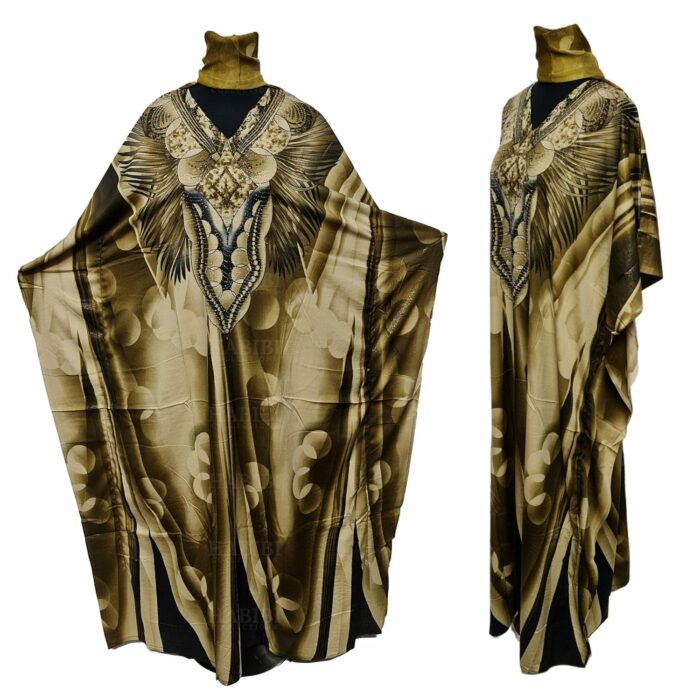 Dn599 Nstrngl.gold Light Gold Loose Fit Kaftan Tunic Holiday Dress Beach Cover Up Dubai Abaya Free Head Scarf 191830 (8)