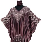 Dn700 Women's Kaftan Loose Fit Tunic Dress Sequin Floral Maxi Dress(10)