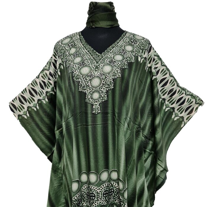 Dn700 Women's Kaftan Loose Fit Tunic Dress Sequin Floral Maxi Dress(14)