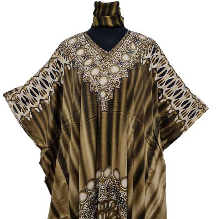 Dn700 Women's Kaftan Loose Fit Tunic Dress Sequin Floral Maxi Dress(2)