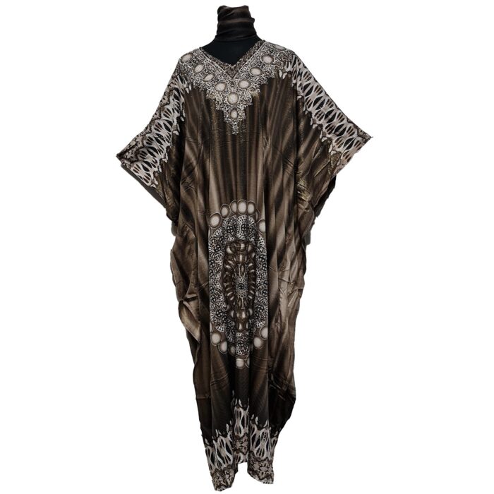 Dn700 Women's Kaftan Loose Fit Tunic Dress Sequin Floral Maxi Dress(5)