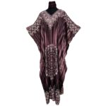 Dn700 Women's Kaftan Loose Fit Tunic Dress Sequin Floral Maxi Dress(9)