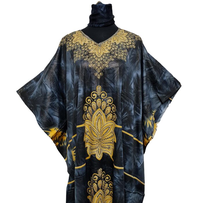 Dn980 Women's Kaftan Loose Fit Tunic Dress Sequin Floral Maxi Dress(10)